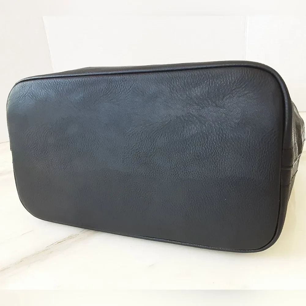 Minimalist Black Pebble Faux Leather Hobo Shoulder Tote